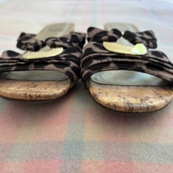 IMPO Cheetah Print Renita Memory Foam Low Heel Cork Wedge Sandals - Picture 8 of 11
